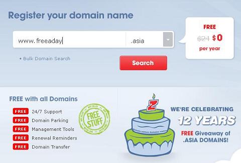 crazydomains 免费.asia一级域名一年