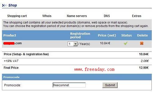 dd24 免费提供1000个.com或.net一级域名注册，先到先得