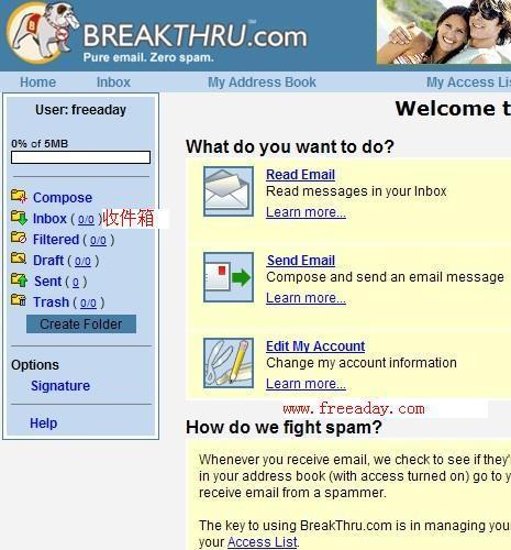 breakthru 只有5M容量的国外免费邮箱