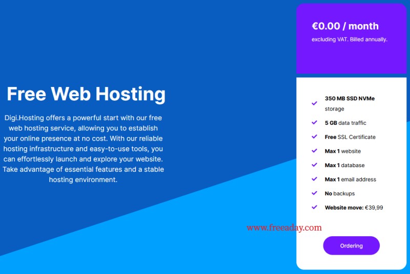 digi.hosting 350MB芬兰免空5GB流量支持PHP免费SSL证书